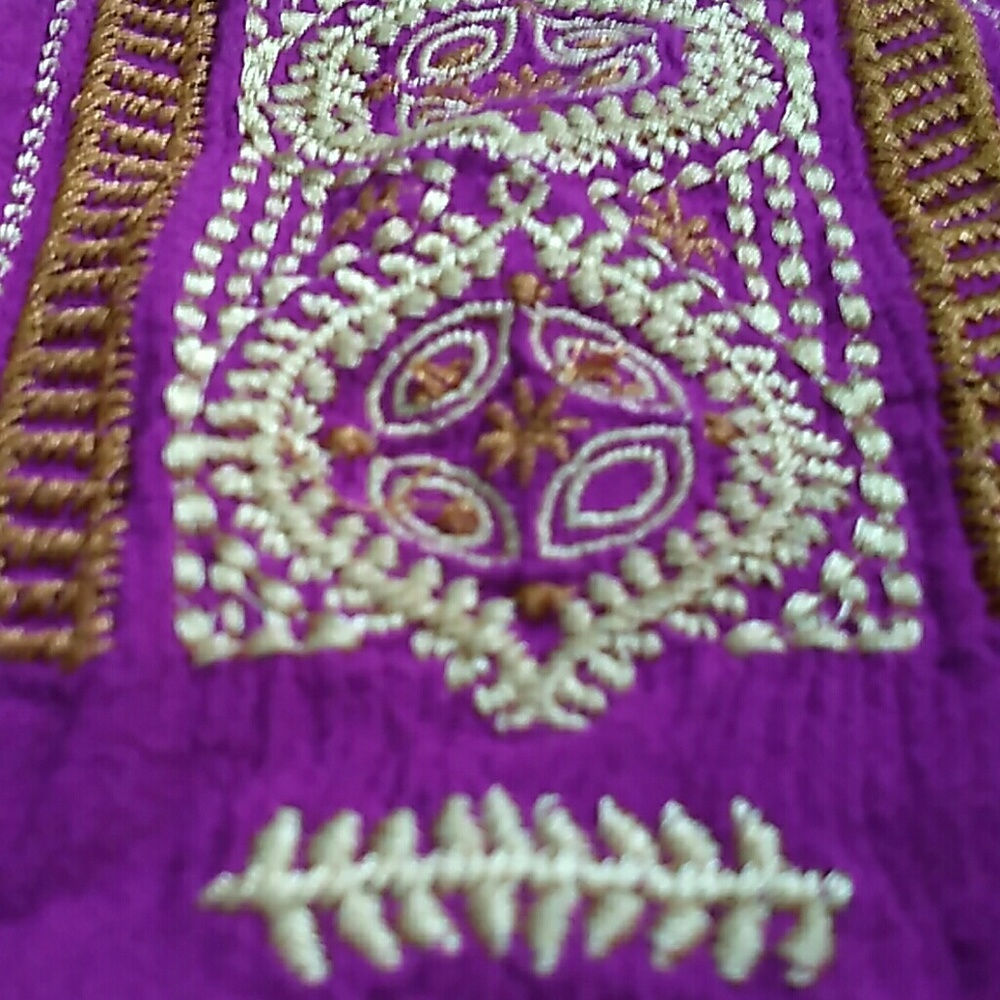 Purple And Bronze Rayon Beach Shirt - Picture 4 of 6